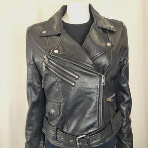 Women’s Genuine Black Leather Motorcycle Jacket